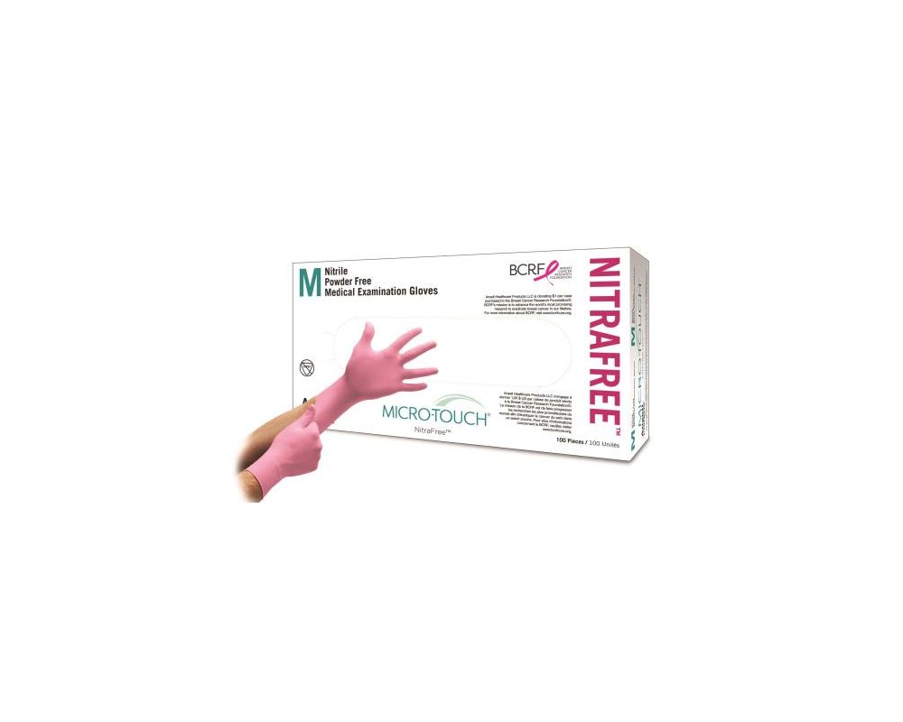 Ansell Micro-Touch Nitrafree Examination Gloves Small, Pink, 100