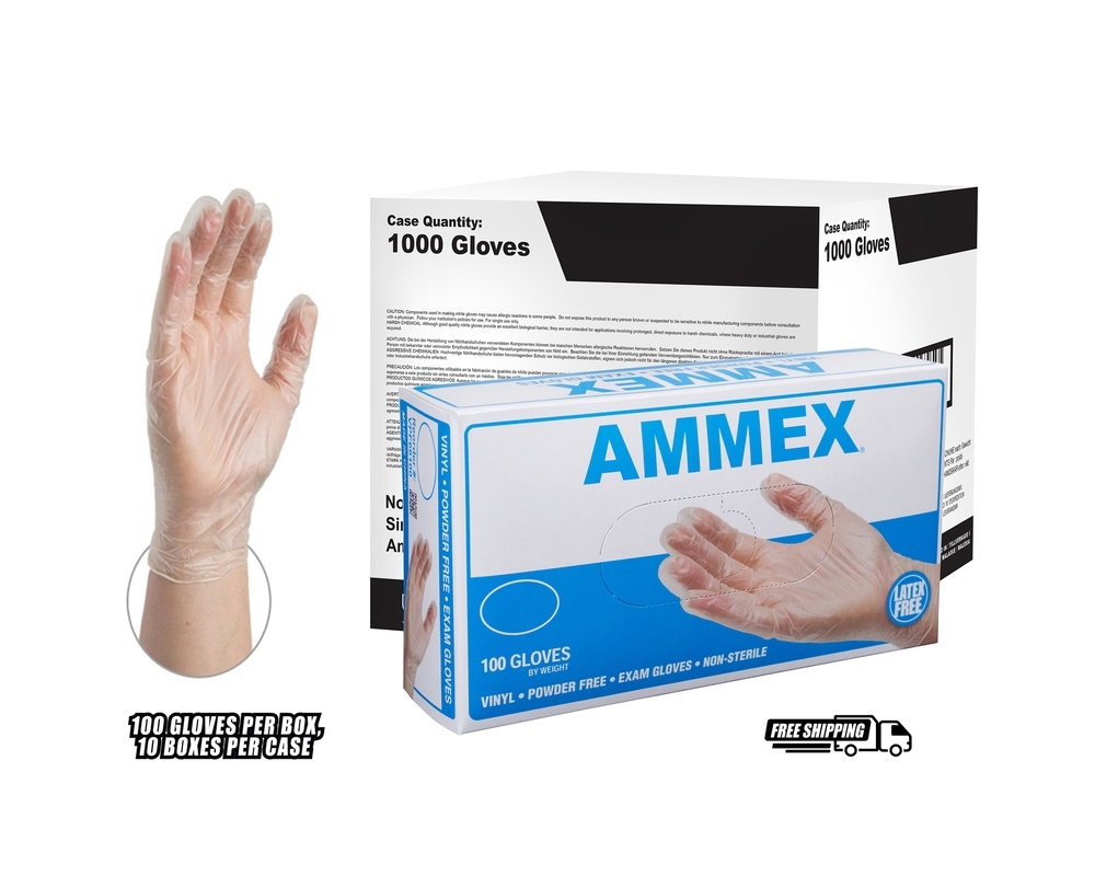 AMMEX Clear Vinyl Exam Disposable Gloves XLarge VPF68100