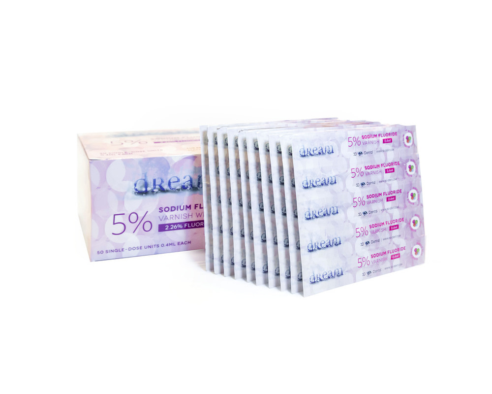 Dream Fluoride Varnish 0.40mL 50/Pack Bubble Gum DFVBG Supply Clinic