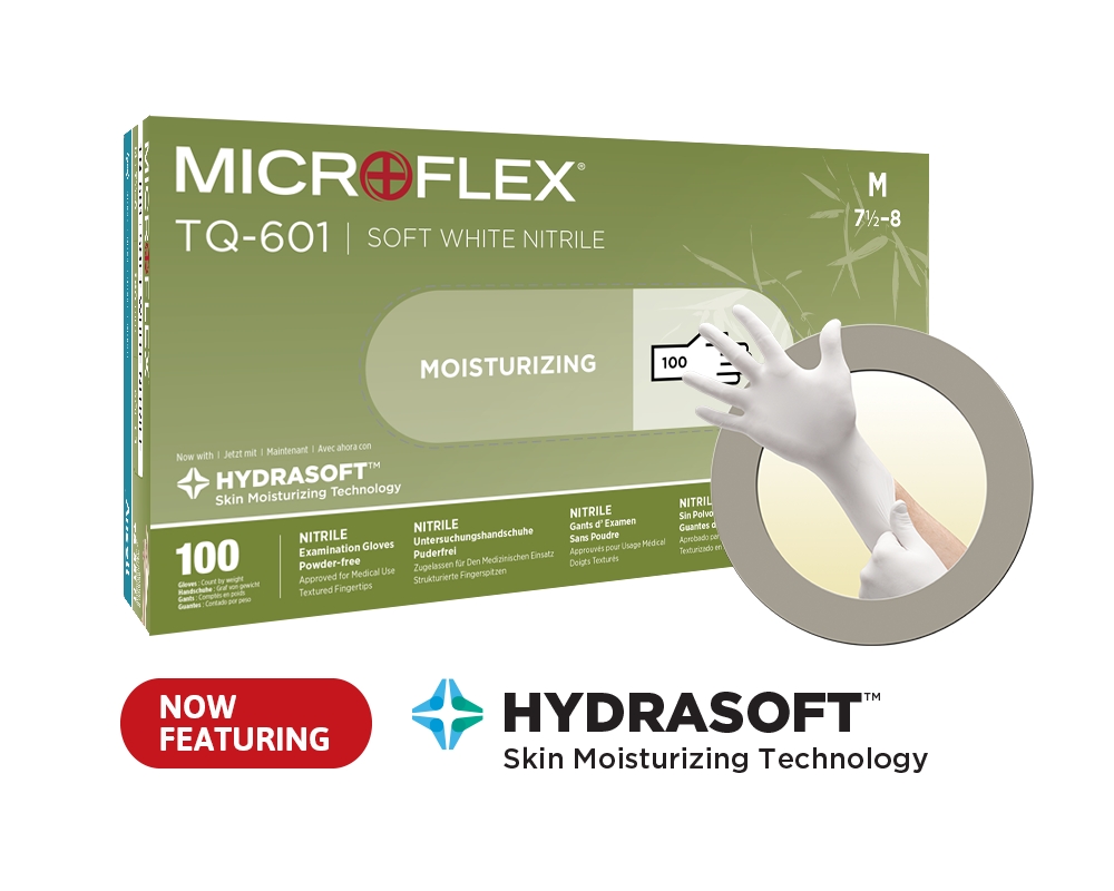Microflex Tranquility Nitrile PF Exam Gloves White Small 100/Box