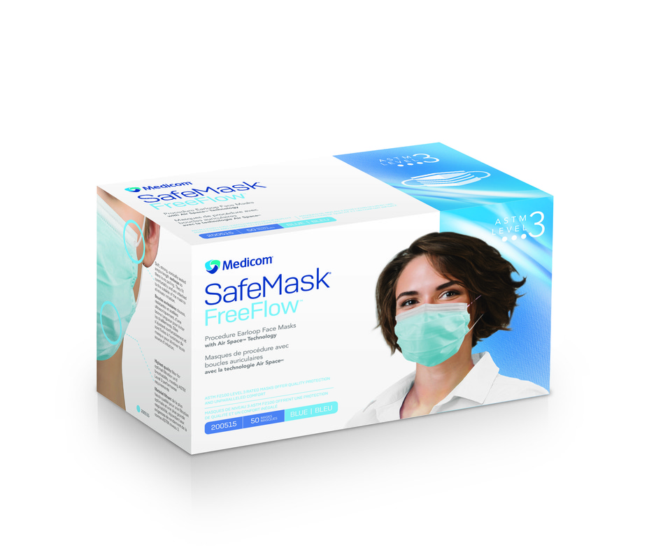 SafeMask FreeFlow Level-3 Masks 50/Bx Blue | 200515 | Supply Clinic