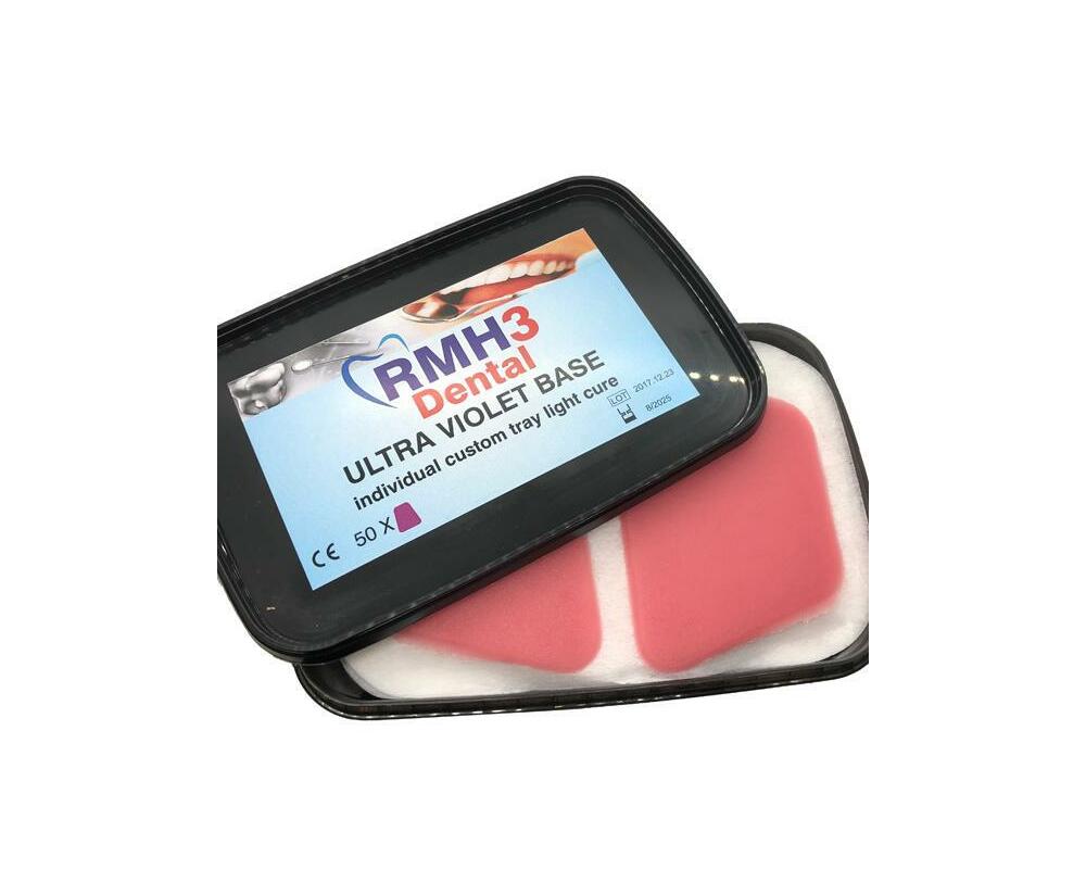 RMH3 Dental Light Curing Base Plate Pink 50/Box Supply Clinic