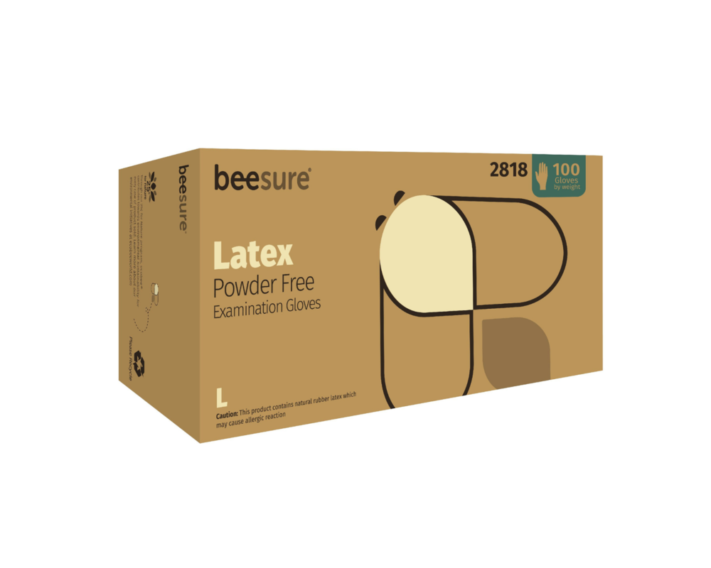 BeeSure Latex Powder Free Exam Gloves X-Small, 100/Box | Supply Clinic