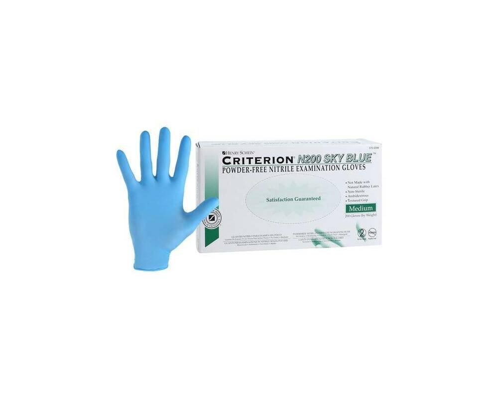 Criterion N200 Sky Blue Nitrile Gloves Medium Non-Sterile Sky Blue