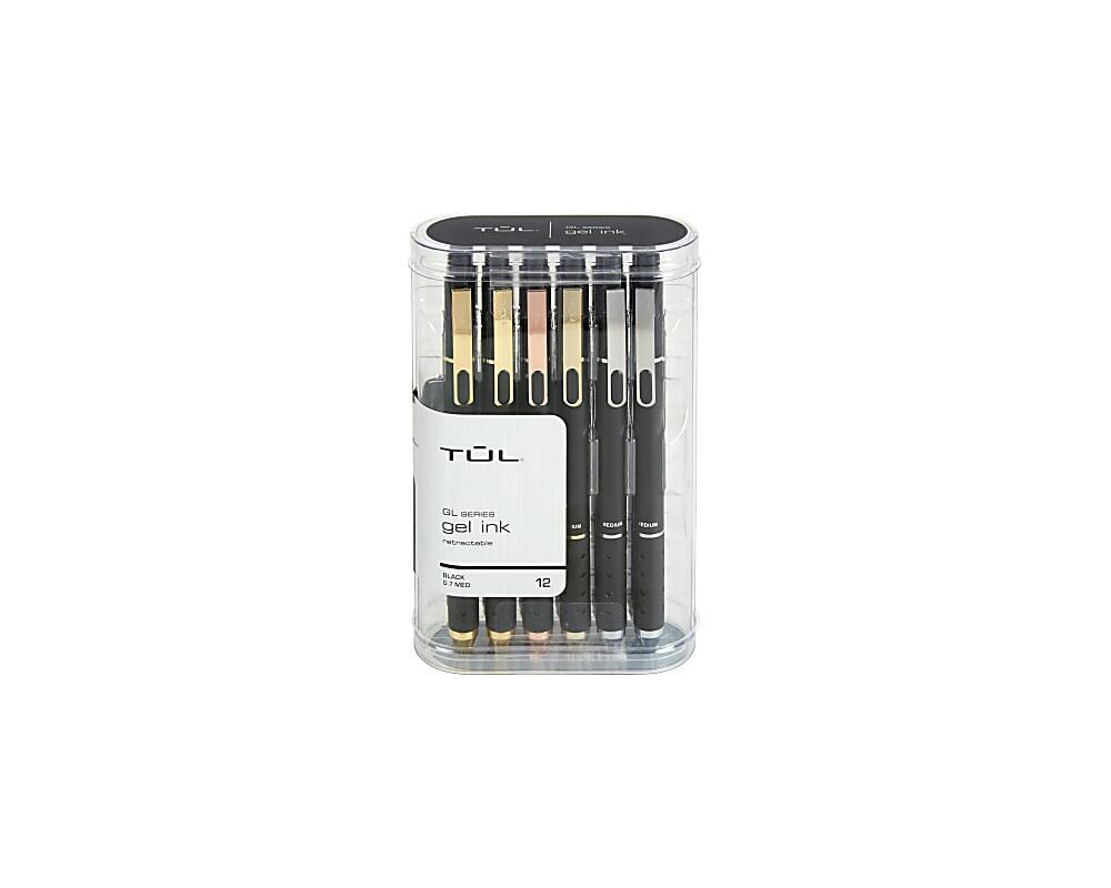 TUL GL Series Retractable Gel Pens, Medium Point, 0.7 mm, Black Barrel