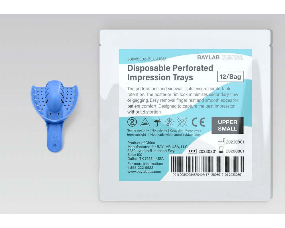 Polytray BAYLAB Dental Disposable Perforated Impression Tray Upper Small, 12 ...