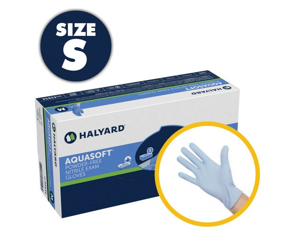 Aquasoft Exam Gloves Nitrile LatexFree PF Small NS 300/Bx 43933