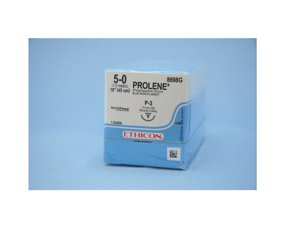 Suture Blue Monofilament P-3 5/0 18'' 12/Bx | 8698G | Supply Clinic