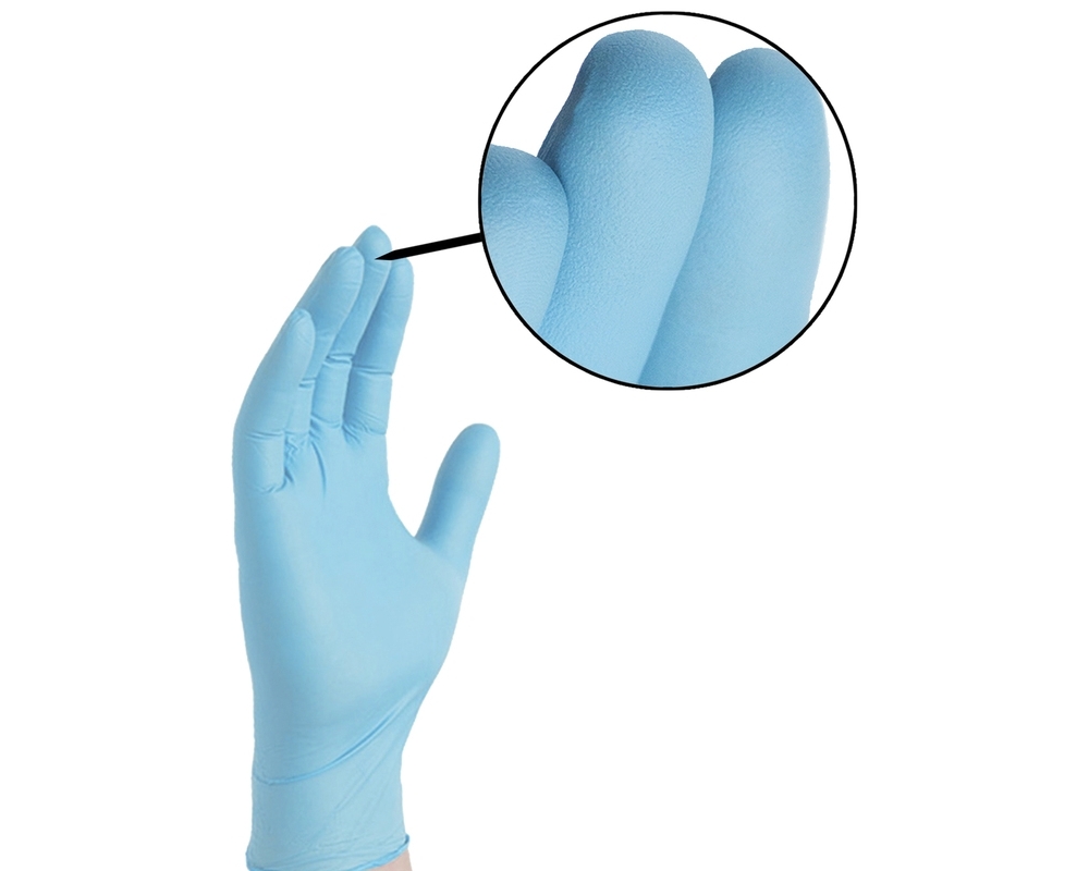 AMMEX Blue Nitrile Exam Disposable Gloves Medium APFN44100